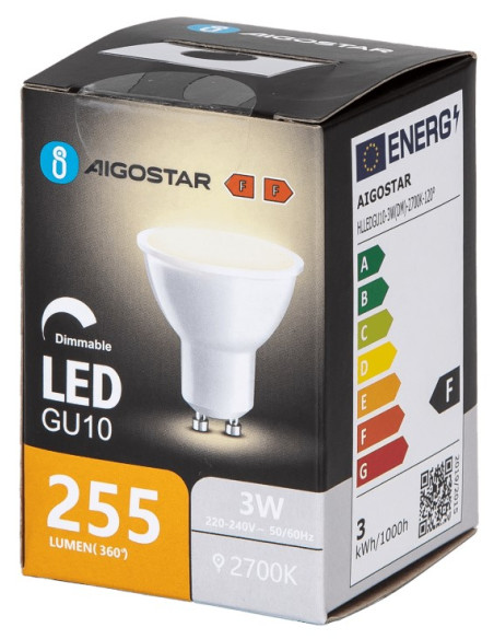 BOMBILLA LED 3W REGULABLE GU10 2700ºK