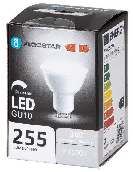 BOMBILLA LED 3W REGULABLE GU10 6500ºK