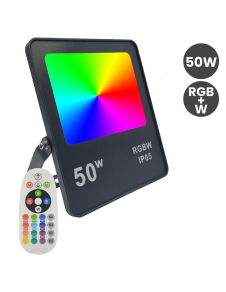 PROYECTOR NEGRO 50W RGB IP65 CON MANDO