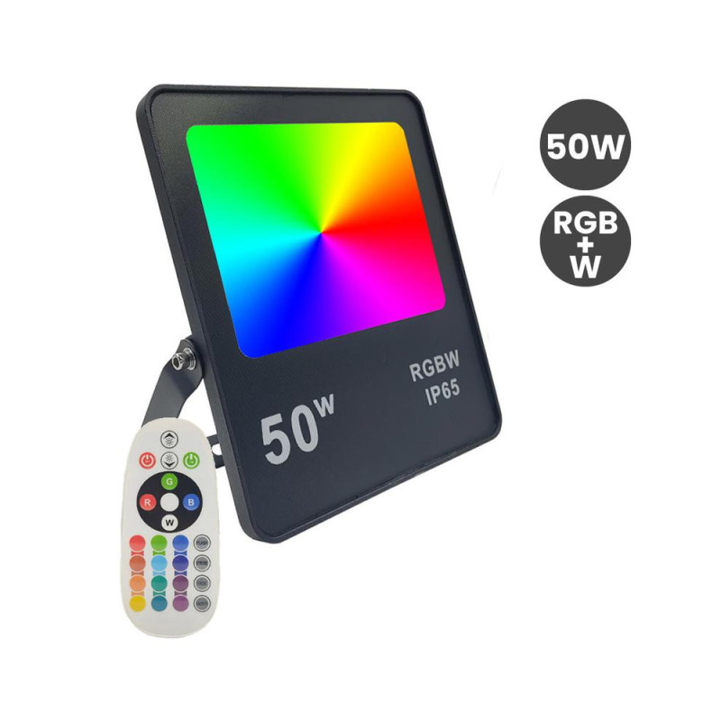 PROYECTOR NEGRO 50W RGB IP65 CON MANDO