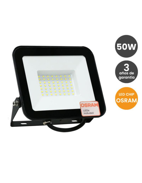 PROYECTOR NEGRO 50W CHIP OSRAM 145 LM/W 4000ºK