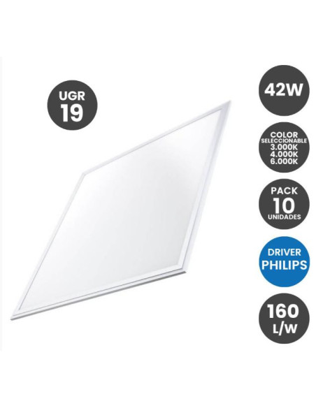 PACK10 PANEL 60x60 42W CCT UGR19  DRIVER PHILIPS 