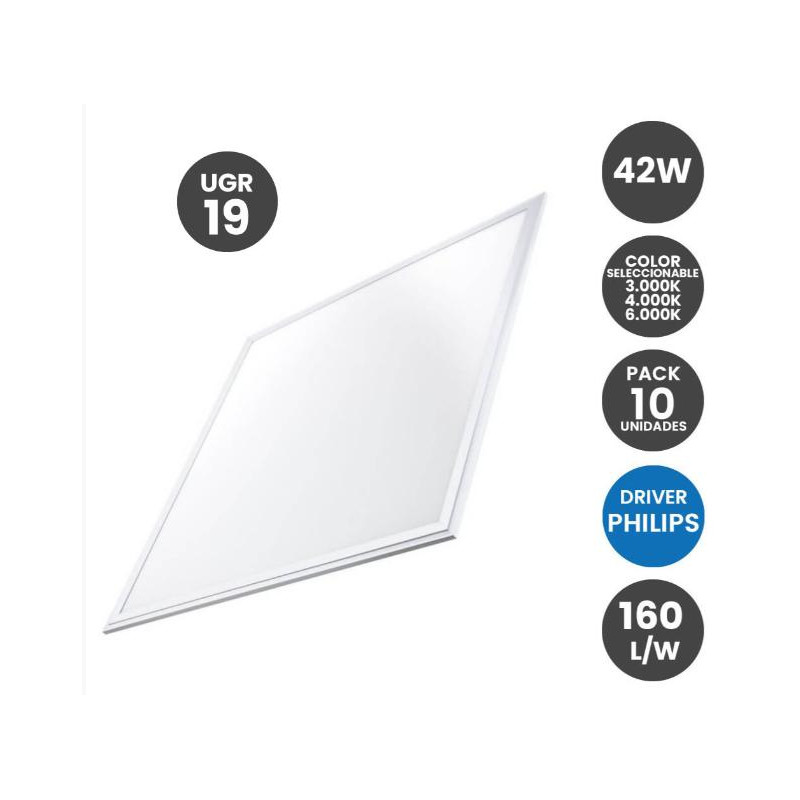 PACK10 PANEL 60x60 42W CCT UGR19  DRIVER PHILIPS 