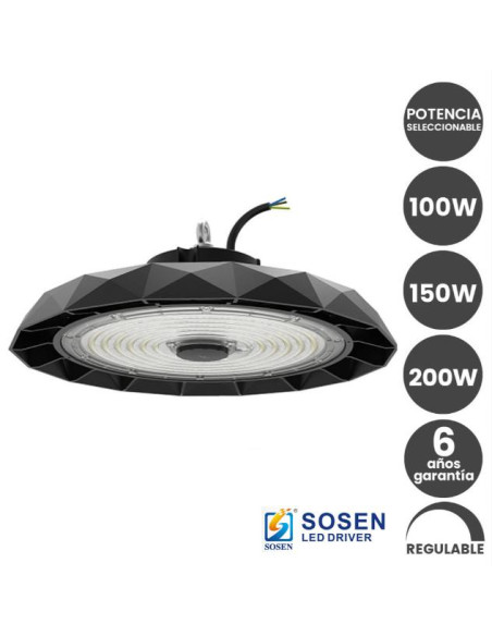 CAMPANA 100W 150W 200W SOSEN DIMABLE 1-10V 5700ºK