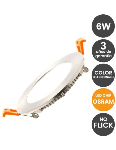 PANEL EMPOTRAR REDONDO NIQUEL S  6W CCT CHIP OSRAM