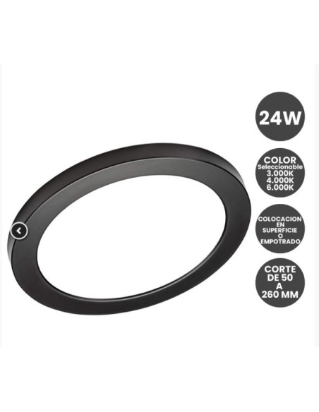 DOWNLIGHT REDONDO NEGRO 24W AJUSTABLE CCT