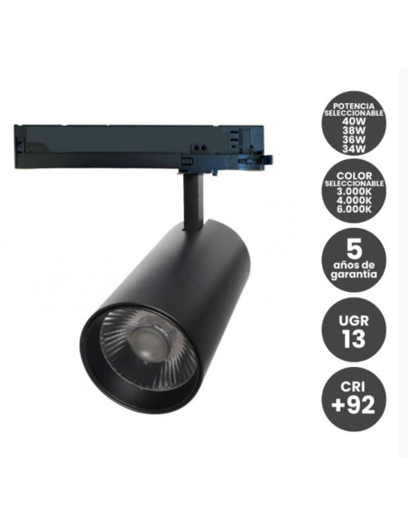 FOCO TRIFASICO NEGRO 40W-38W-36W-34W 160L/M CCT