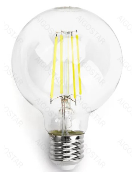 BOMBILLA E27 GLOBO 8W FILAMENTO 6500ºK TRANSPARENT