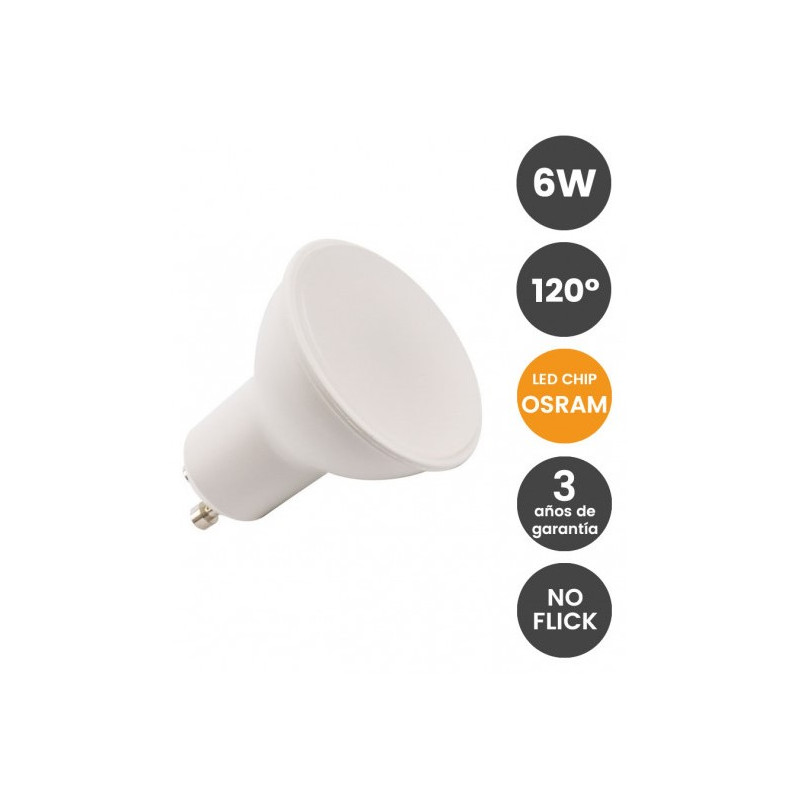 LED GU10 6W CHIP OSRAM 3000º NO FLICK