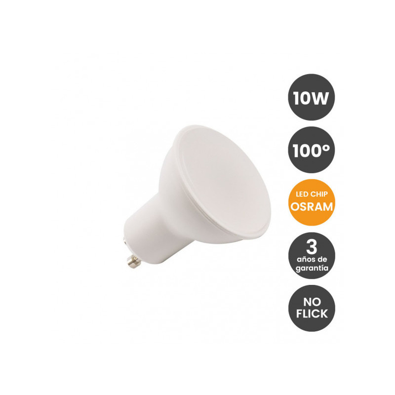 LED GU10 10W OSRAM 3000º NO FLICK 100º APERTURA