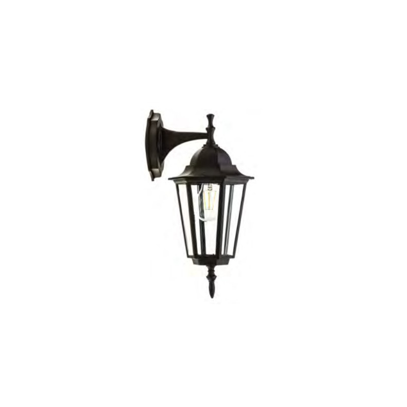 FAROL EXTERIOR PARED NEGRO ALUMINIO E27