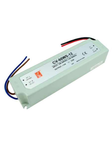 FUENTE ALIMENTACION 12V PARA TIRA 60W LED IP67 5A