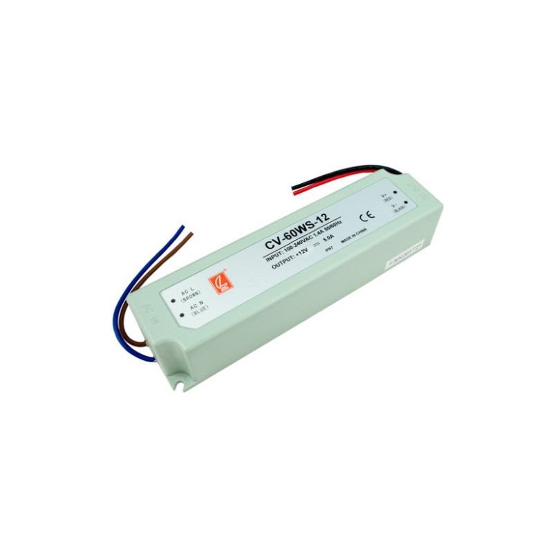 FUENTE ALIMENTACION 12V PARA TIRA 60W LED IP67 5A