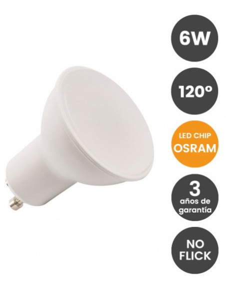 LED GU10 6W CHIP OSRAM 2700º NO FLICK