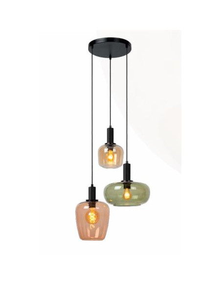 LAMPARA COLGANTE 3XE27 C/NEGRO CRISTAL 51X174X51CM