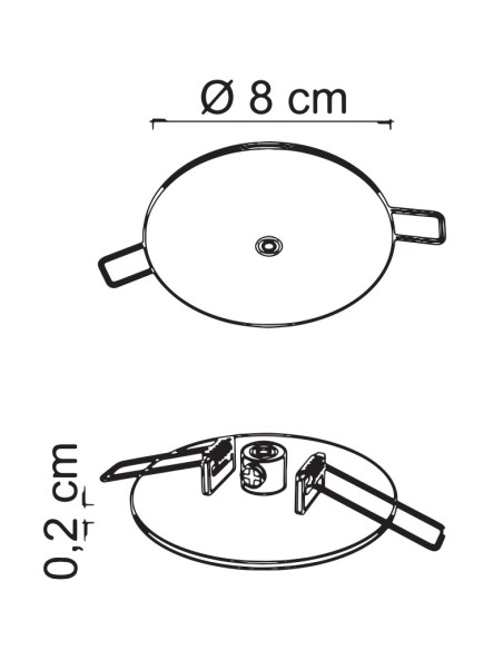INCASSO BASE 1 LUZ  PINZAS REDONDA NEGRA 10cm