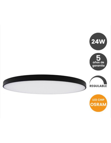 PLAFON SUPERFICIE 24W CHIP OSRAM NEGRO 4000K