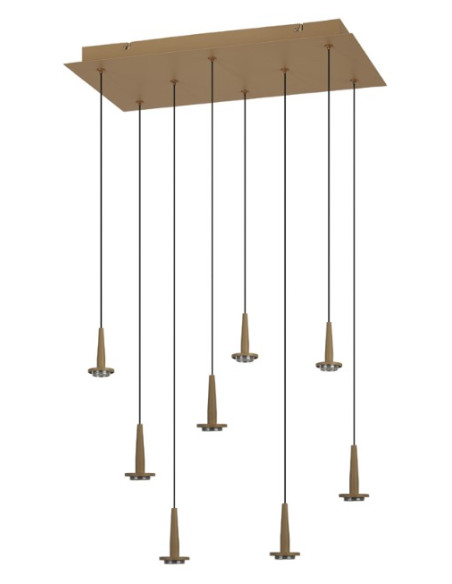 PLAFON 8 LUCES CUAD  COLGANTE 40W SIN CRISTAL ORO