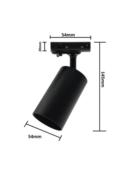 FOCO NEGRO CARRIL MONOFASICO 1XGU10 ORIENTABLE 2