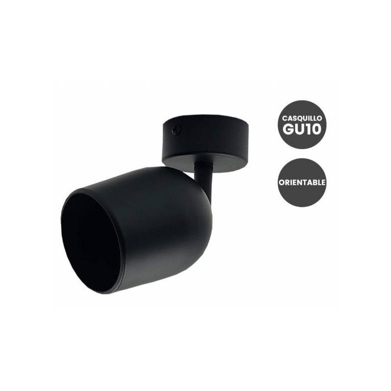 APLIQUE DE TECHO NEGRO ORIENTABLE PARA GU10