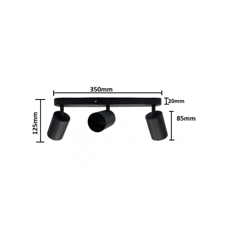 APLIQUE DE TECHO NEGRO ORIENTABLE  3...