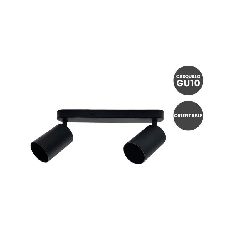 APLIQUE DE TECHO NEGRO ORIENTABLE  2 x GU10