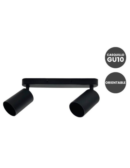 APLIQUE DE TECHO NEGRO ORIENTABLE  2 x GU10