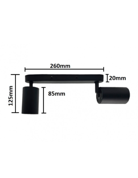 APLIQUE DE TECHO NEGRO ORIENTABLE  2 x GU10 2
