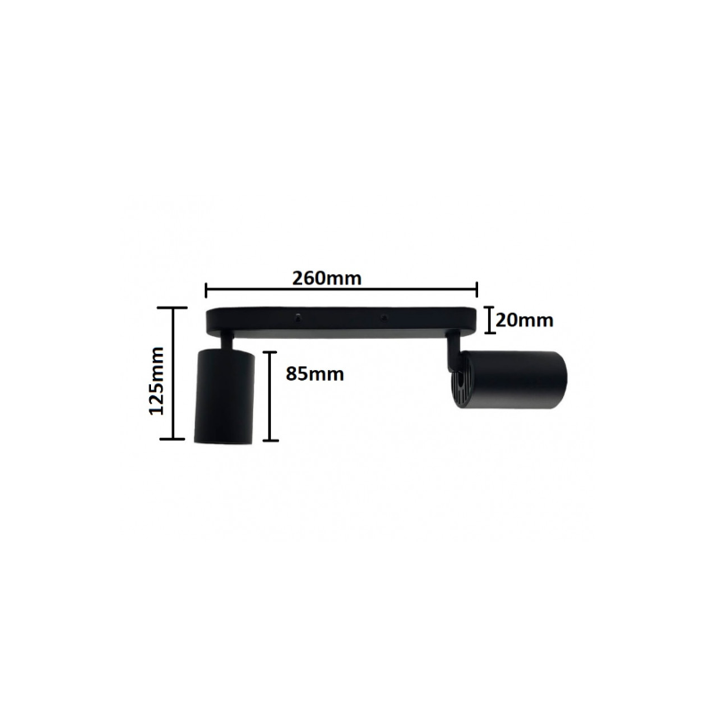 APLIQUE DE TECHO NEGRO ORIENTABLE  2...