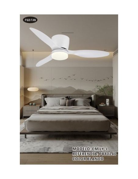 EMILI L VENTILADOR CCT 3 ASPAS DC BLANCO CON LUZ 