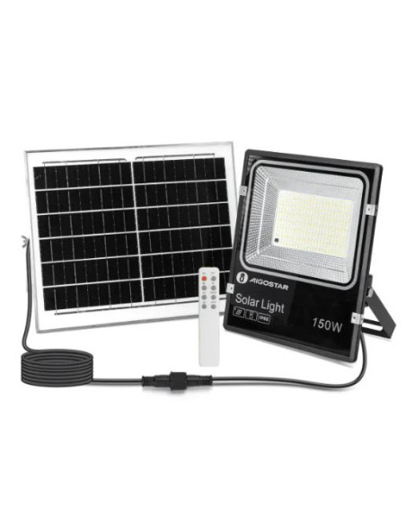 PROYECTOR 150W SOLAR LED CCT NEGRO IP66 CABLE 5M