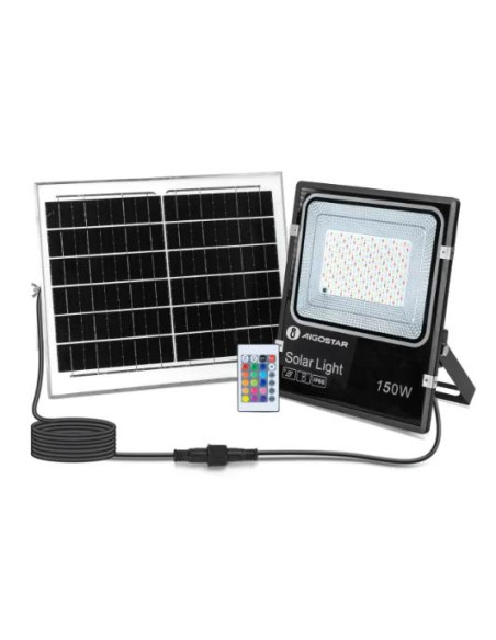 PROYECTOR 150W SOLAR LED RGB NEGRO IP66 CABLE 5M