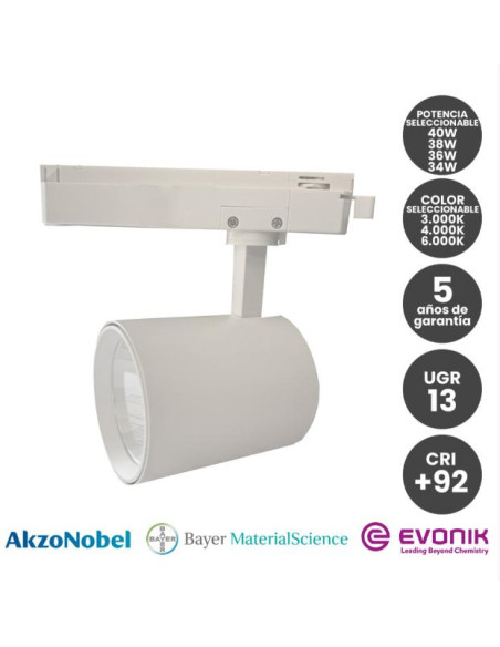 FOCO CARRIL MONOFASICO BLANCO 40W-38W-36W-34W CCT 