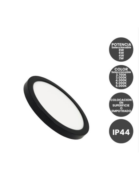 DOWNLIGHT REDONDO NEGRO 8-6-4-2W AJUSTABLE