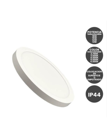 DOWNLIGHT REDONDO BLANCO 12-14-16-18W AJUSTABLE