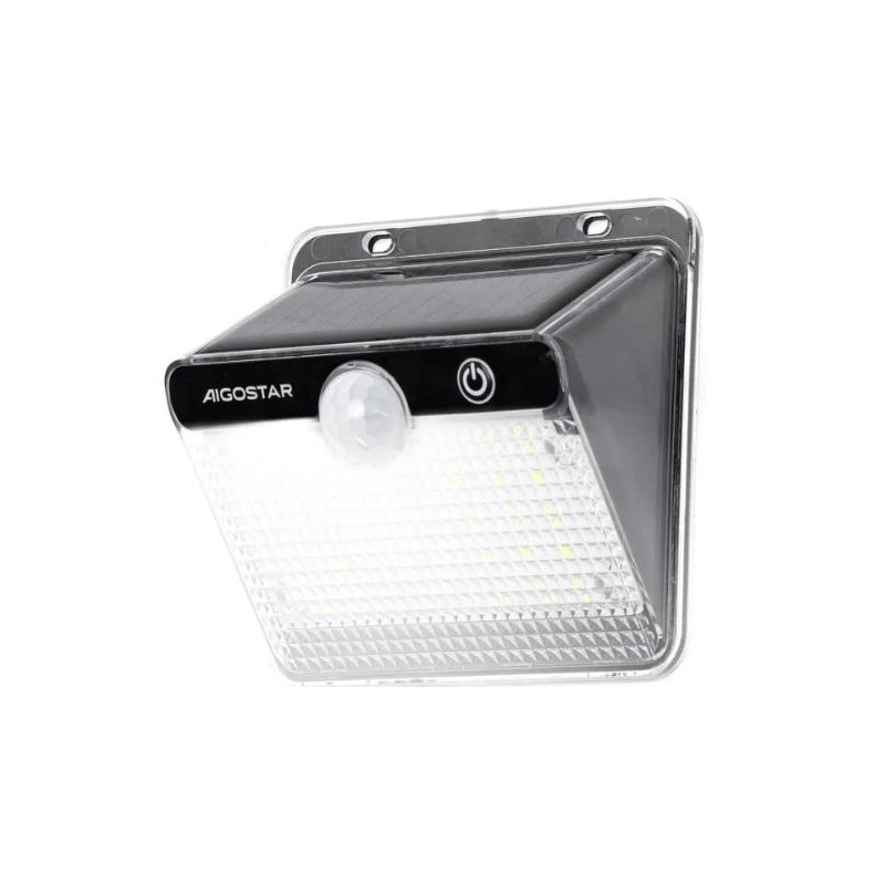 APLIQUE DE PARED SOLAR NEGRO 20W CON SENSOR 6500K
