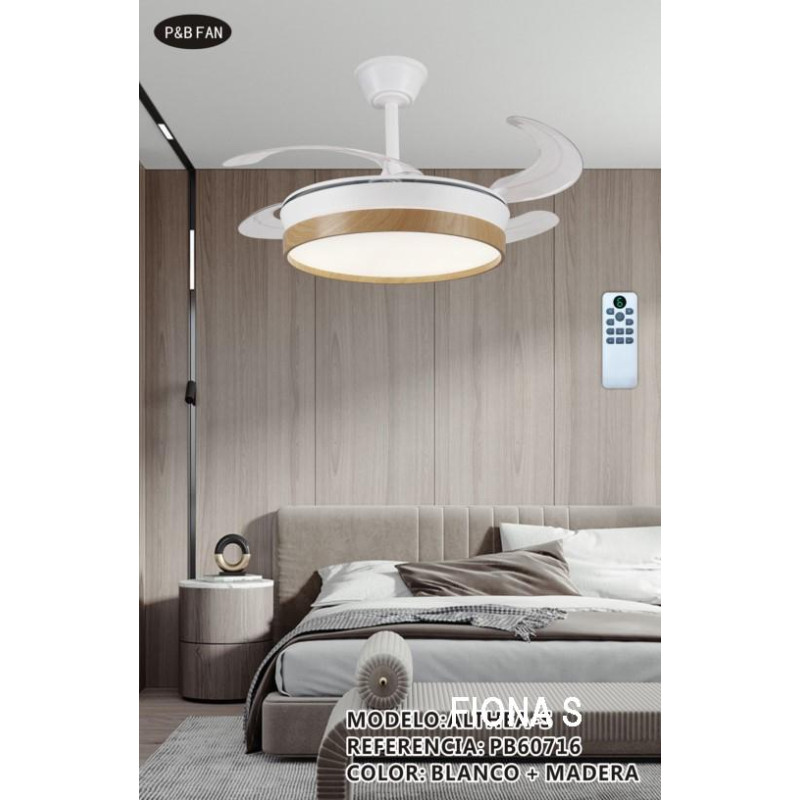 FIONA S VENTILADOR RETRACTIL 4 ASPAS BLANCO MADERA