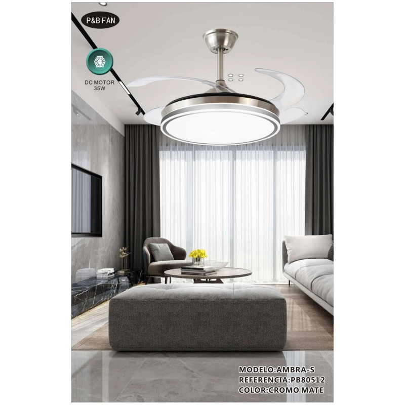 VENTILADOR DC AMBRA S  RET 36 36W CROMO 6 VEL  CCT