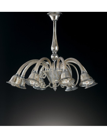 LAMPARA CRISTAL 8 LUCES E14 CHAMPAGNE 93X73CM