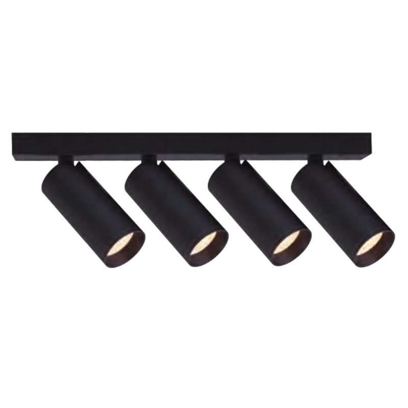 REGLETA MINI 4 LUCES GU10 NEGRAA SIN BOMBILLA 