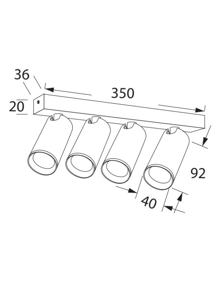 REGLETA MINI 4 LUCES GU10 NEGRAA SIN BOMBILLA  2
