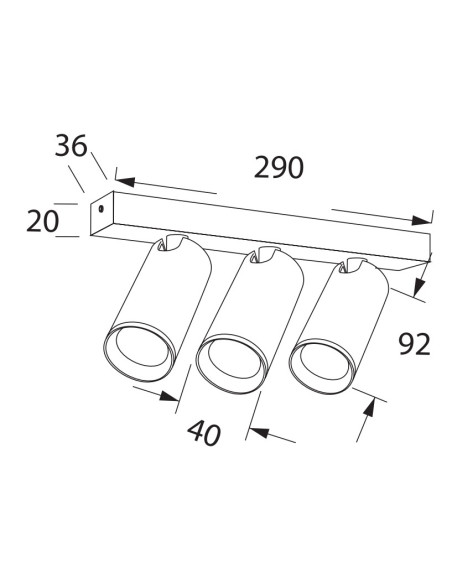 REGLETA MINI 3 LUCES GU10 BLANCA SIN BOMBILLA  2