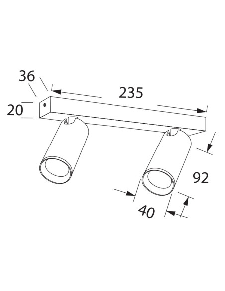REGLETA MINI 2 LUCES GU10 BLANCA SIN BOMBILLA  2