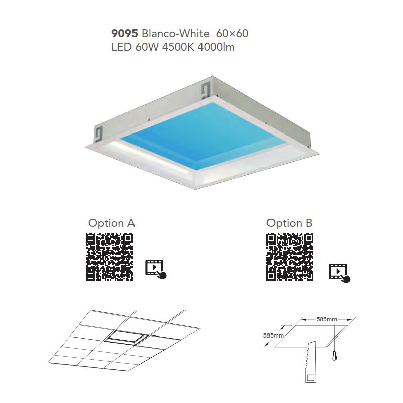 PANEL 60W EMPOTRAR AZUL 4500ºK 60X60...