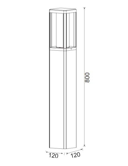NEVADA * BOLARDO 1L EXTERIOR E27 NEGRO 2