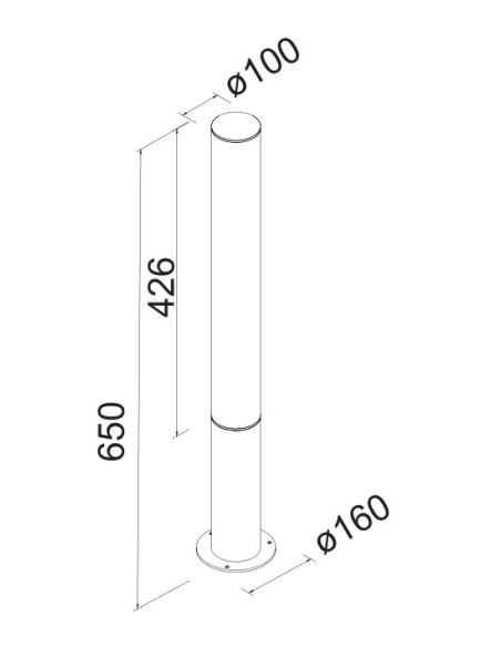 GANT * BOLARDO 65CM IP65 18W 3000K NEGRO 2