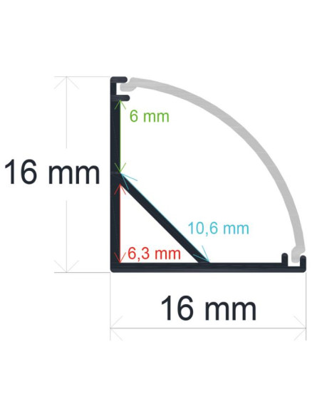 PERFIL ESQUINERO NEGRO 2M CON DIFUSOR