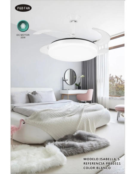 VENTILADOR DC ISABELLA S 36 36W BLANCO 6 VEL  CCT