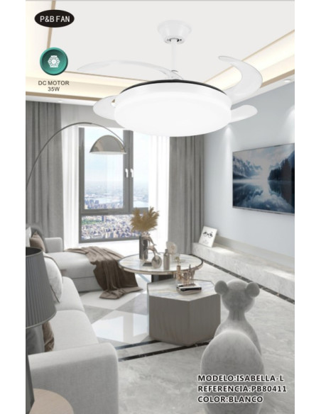 VENTILADOR DC ISABELLA L 45 45W BLANCO 6 VELC  CCT