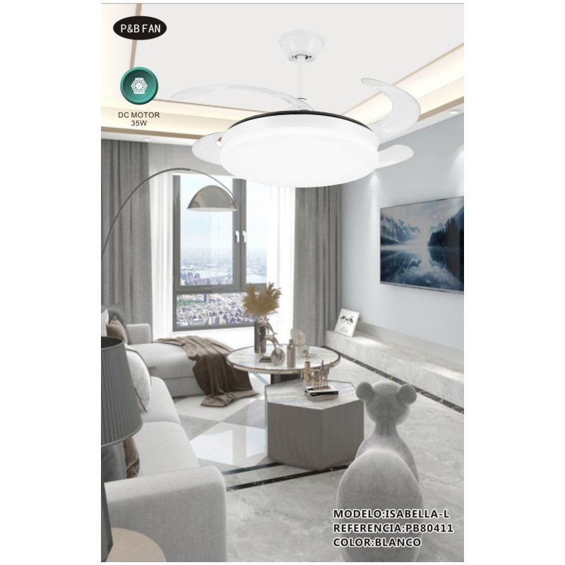 VENTILADOR DC ISABELLA L 45 45W BLANCO 6 VELC  CCT
